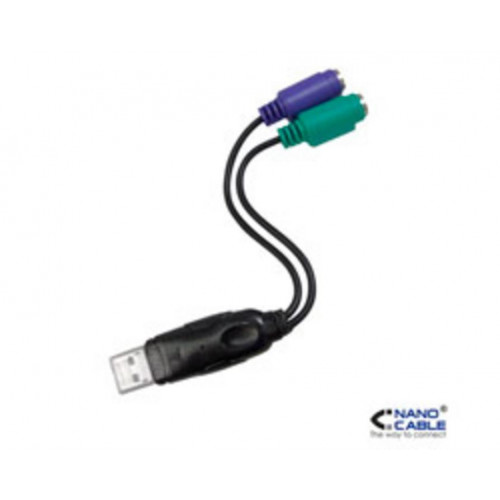 Nanocable USB-A/M a 2xPS/2/H 15cm Negro