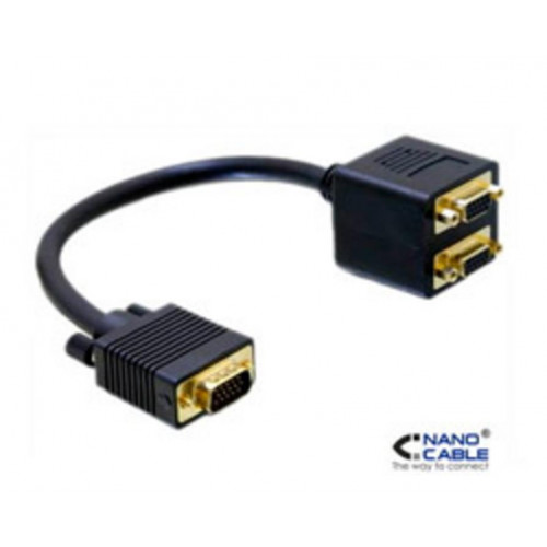 Nanocable 1xVGA/M a 2xVGA/H 20Cm Negro