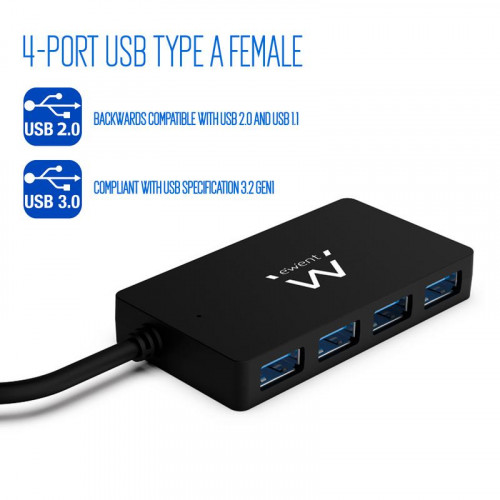 Ewent Hub USB 3.2 Gen 1 de 4 Puertos...