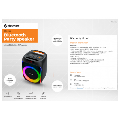 Altavoz Denver Trolley con Woofer de...