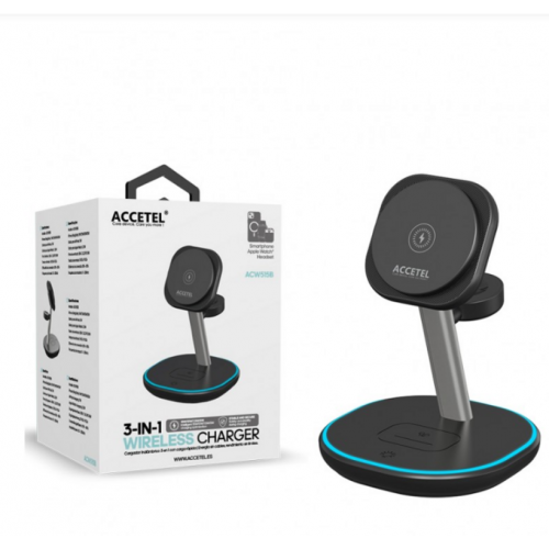 Cargador Accetel Inalámbrico 3 en 1...