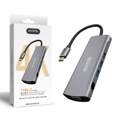 Adaptador Accetel USB C 3.1 Hub...