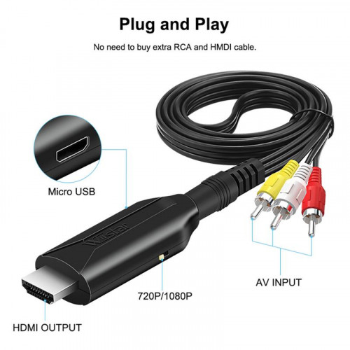 Convertidor AV (3 RCA) a HDMI 1 Metros