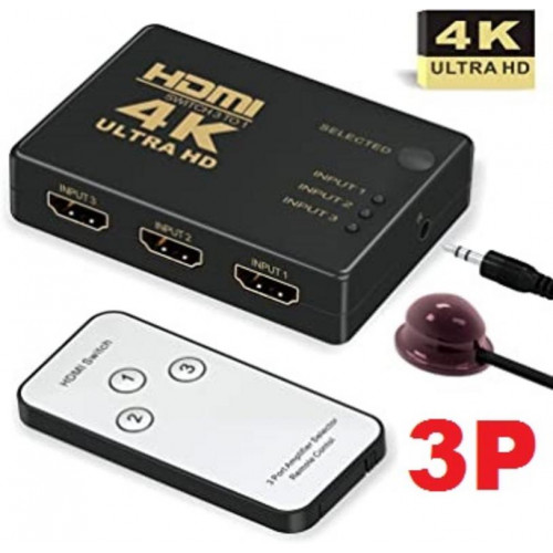 Switch HDMI de 3 Puertos con Mando 4K