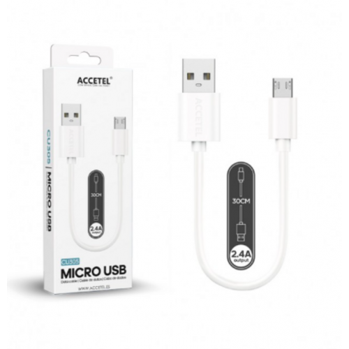 Cable Accetel Micro USB 2.4A Blanco...