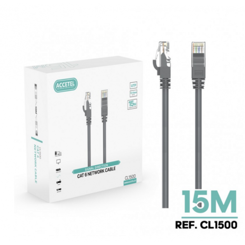 Cable Accetel LAN CAT6 15M Gris (CL1500)