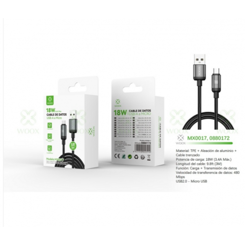 Cable de Datos Woox USB a Micro USB...