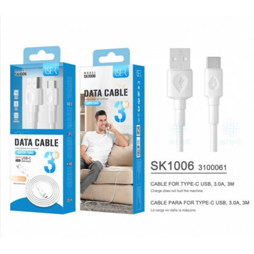 Cable Iser Type-C 3.0A 3M OD4.0...