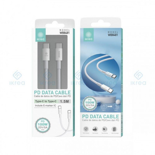Cable Ikrea PD Tipo-C a Tipo-C 1.5m...