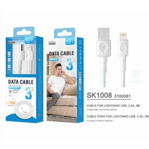 Cable Lightning ISER 3.0A 3M OD4.0...