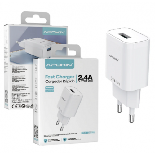 Cargador Apokin USB 2.4A Carga Rápida...