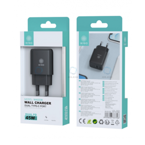 Cargador Ikrea Dual Puertos USB-C PD...
