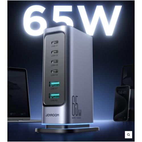 Cargador Multiport 65W 4 USB-C + 2...