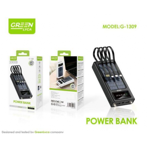Power Bank Green Lyca Solar 20000mAh...