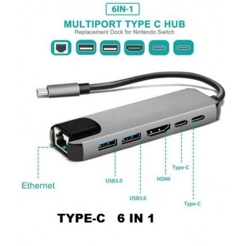 Adaptador Lector Type C 6 en 1 2USB...