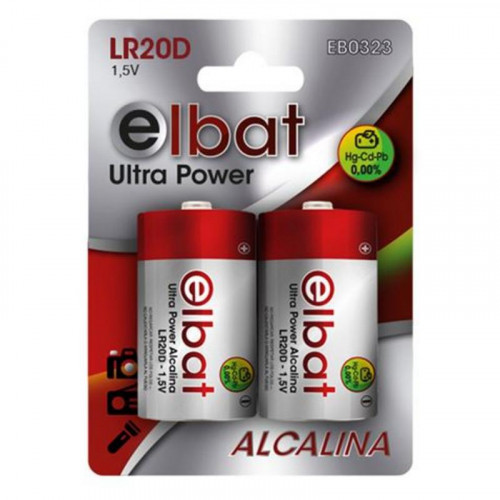 Pack 2 Pilas Alcalinas LR20D Elbat 1.5V