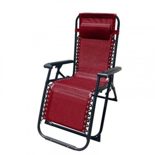 Tumbona Plegable de Acero Burdeos con...
