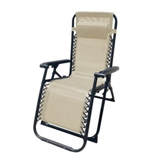 Tumbona Plegable de Acero Beige con...