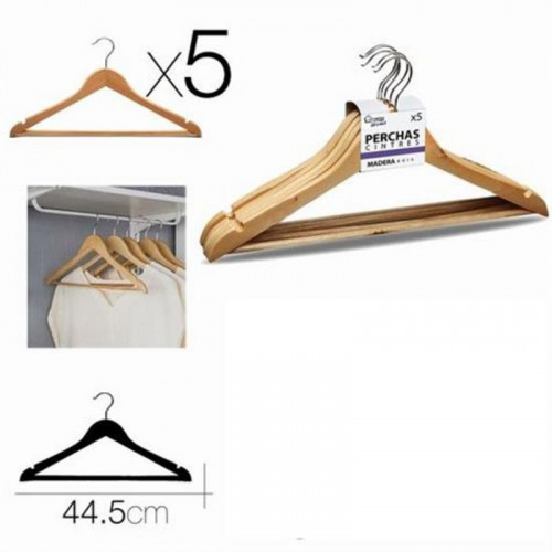 Set de 5 Perchas de Madera de 44.5 cm...