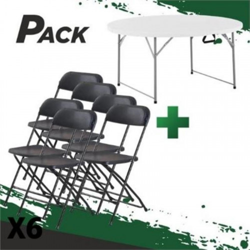 Pack Mesa de Resina Redonda Plegable...