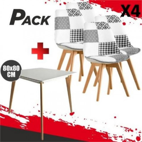 Mesa Design D900 Blanca 80x80cm + 4...