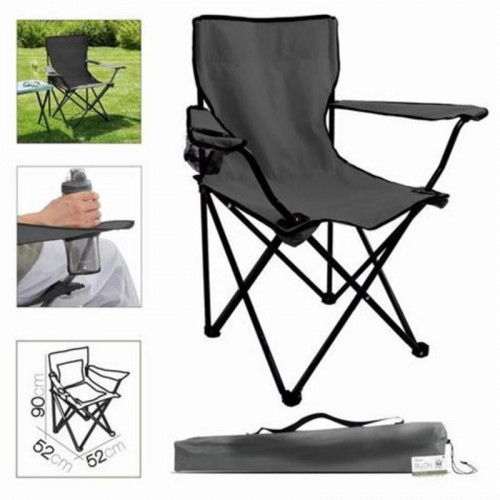 Silla de Camping Plegable Gris Oscuro...