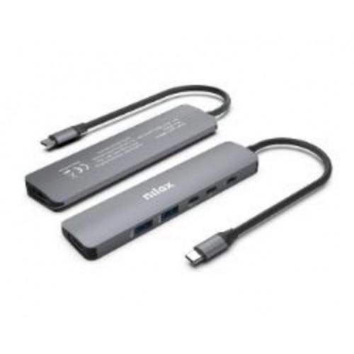 Docking Nilox Slim USB-C 6 en 1 Gris...