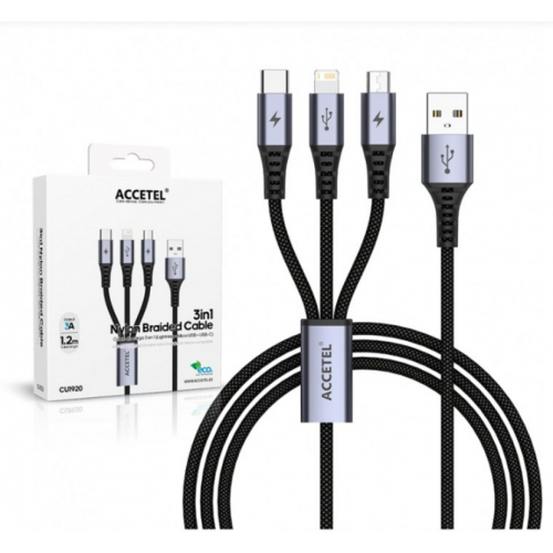 Cable de Carga Accetel 3 en 1...