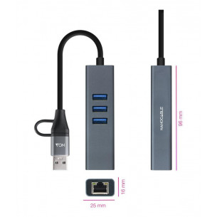 Conversor Nanocable USB-A +... 2