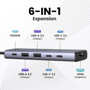 Hub Ugreen 6 en 1 2xUSB-A... 2