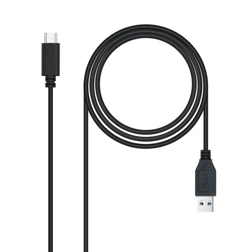 Nanocable USB-A/M a USB-C/M 0.5m Negro