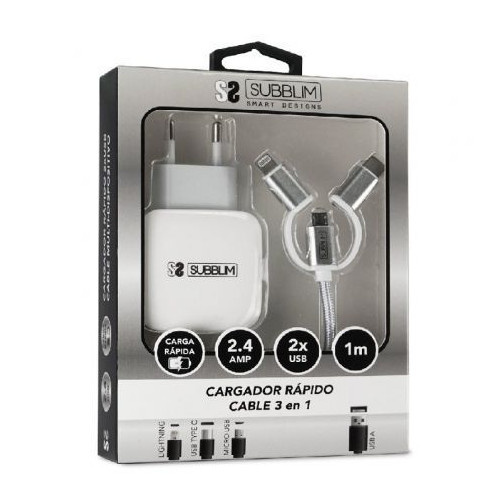 Cargador de Pared SUBBLIM USB Cable...