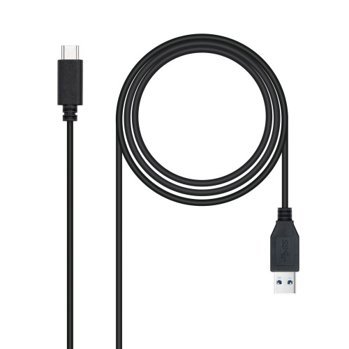 Nanocable USB-A a USB-C 2m Negro