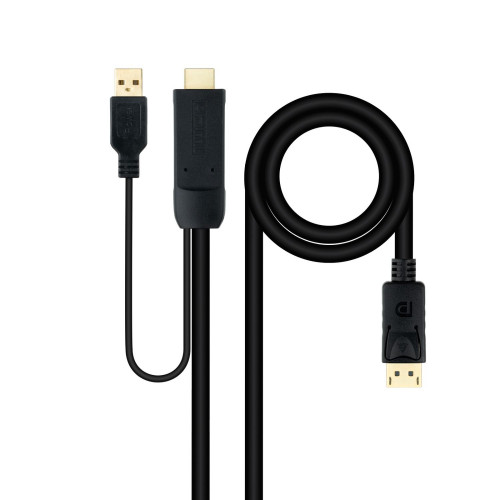 Nanocable USB-A/HDMI/M a DP/M 1.8m...
