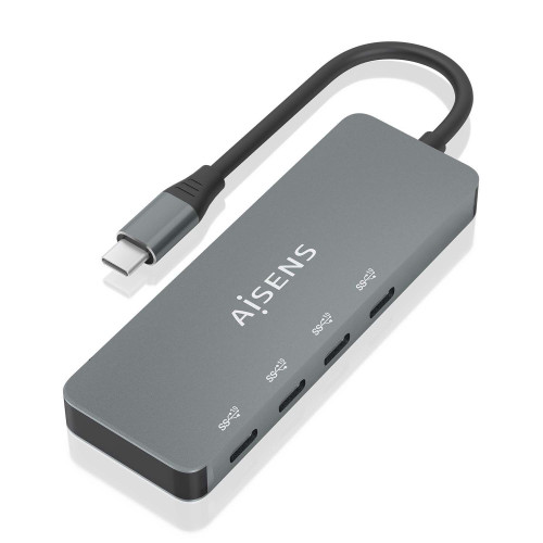 Hub AISENS USB-C a 4xUSB-C Gris...