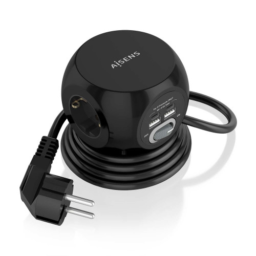 Regleta AISENS 3 Schuko 4 USB...