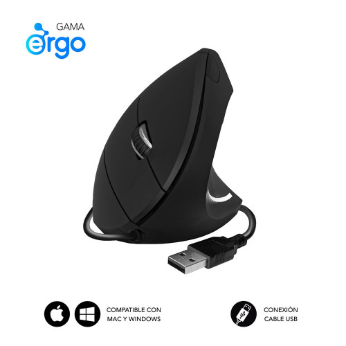 Ratón Vertical SUBBLIM USB-A Negro...