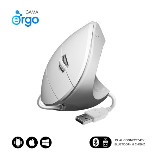 Ratón Vertical SUBBLIM USB-A Blanco...