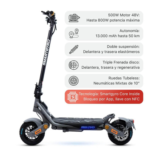 Patinete SmartGyro Rockway Evo 10"...