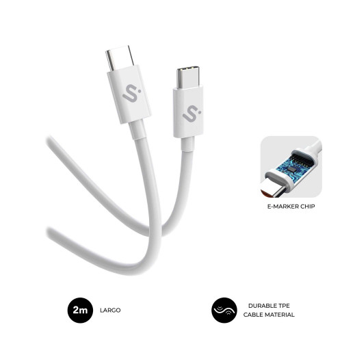Cable SUBBLIM USB-C 2.0 M/M 2m Blanco...
