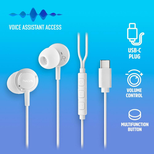 Auriculares NGS Intraural USB-C...
