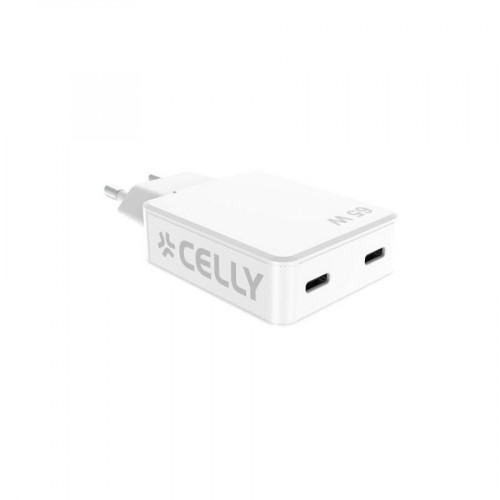 Cargador CELLY GaN 65W 2xUSB-C Blanco...