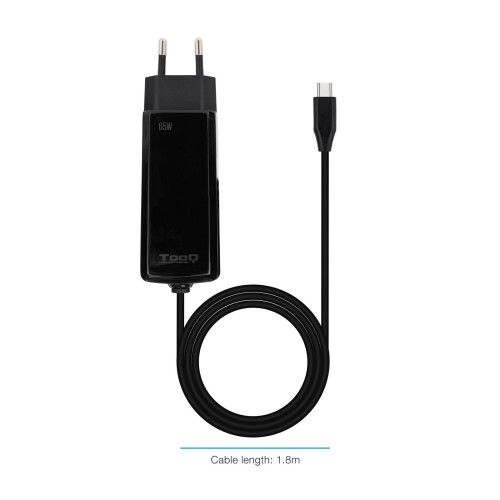 Cargador TooQ USB-C PD 65W Negro...