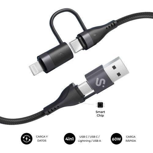 Cable SUBBLIM USB-A/C/C/Lightning 1m...