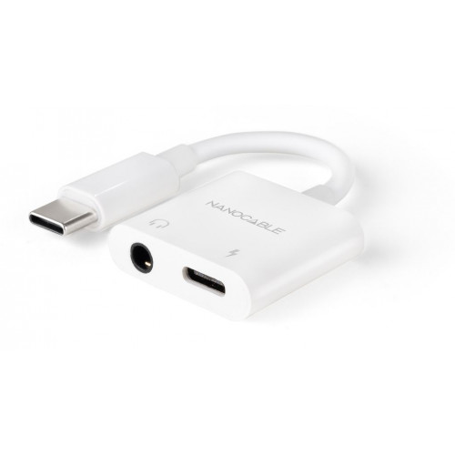 Nanocable USB-C a Jack + USB-C/H 60W...