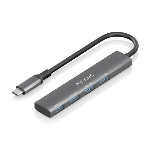 Hub Aisens USB-C/M a 4xUSB-A/H 15cm Gris