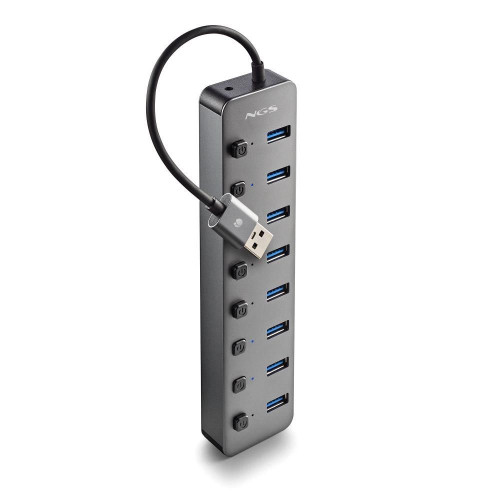 Hub NGS USB-A 2.0 a 8xUSB-A 3.0 Gris...