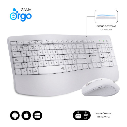 Teclado + Ratón SUBBLIM RF BT Blanco...