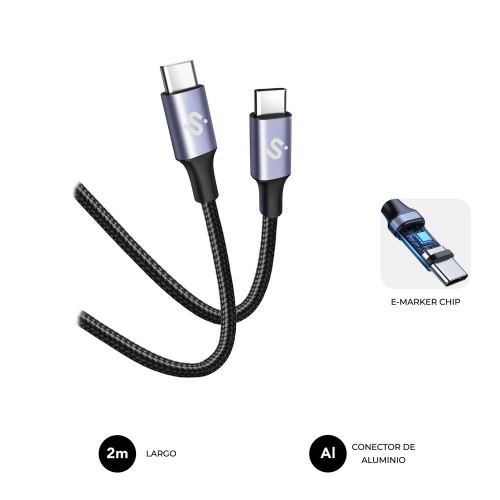 Cable SUBBLIM USB-C 2.0 M/M 2m Negro...