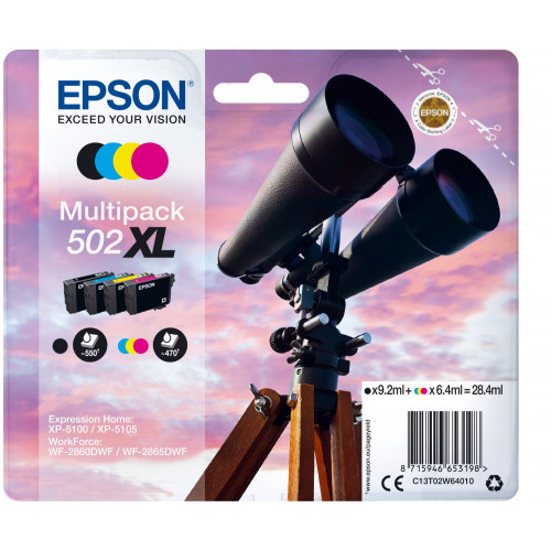 Tinta Epson 502XL Pack Negro/Tricolor...